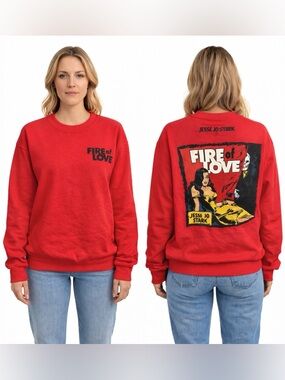 'Fire of Love' Red Graphic Crewneck Sweatshirt